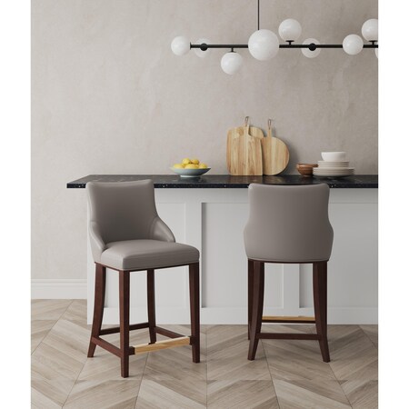 Manhattan Comfort Shubert Counter Stool in Dark Taupe - Set of 2 2-CS016-DT